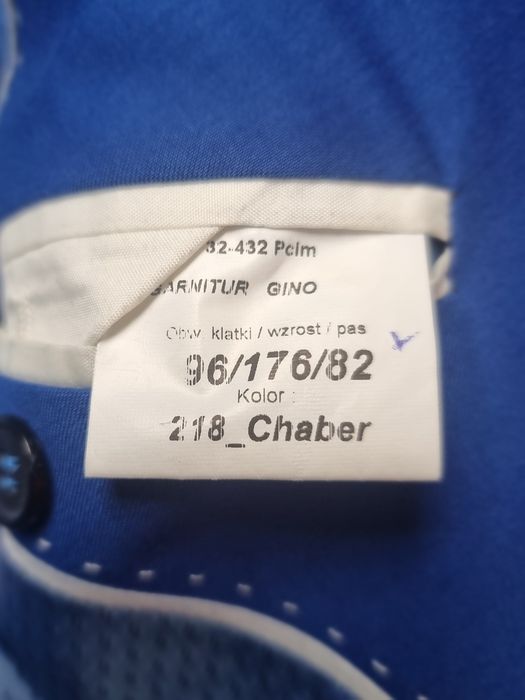 Garnitury męski niebieski habrowy elegancki w bardzo dobrym stanie