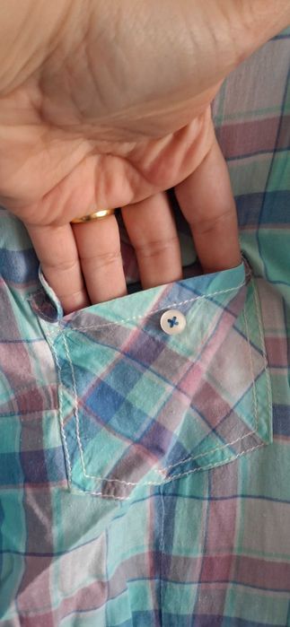 Camisa xadrez verde água
