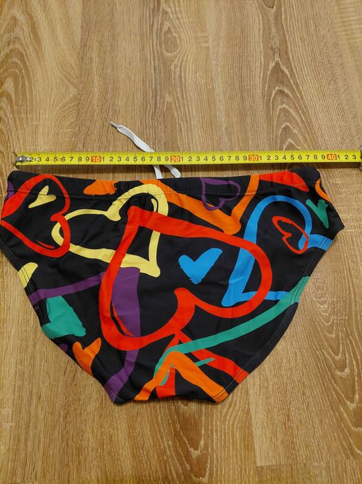 Kąpielówki czarne w serca - nowe, XL