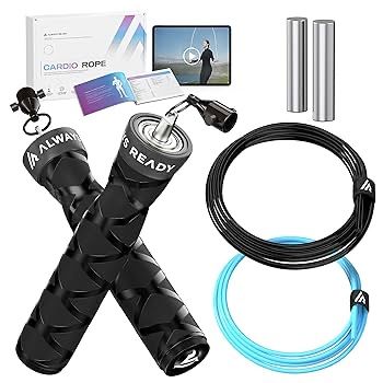 Skakanka z Obciążnikami Always Ready 300 cm, 2 Liny Regulowana, czarny