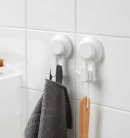 NOVO 2 Ganchos com Ventosas Branco