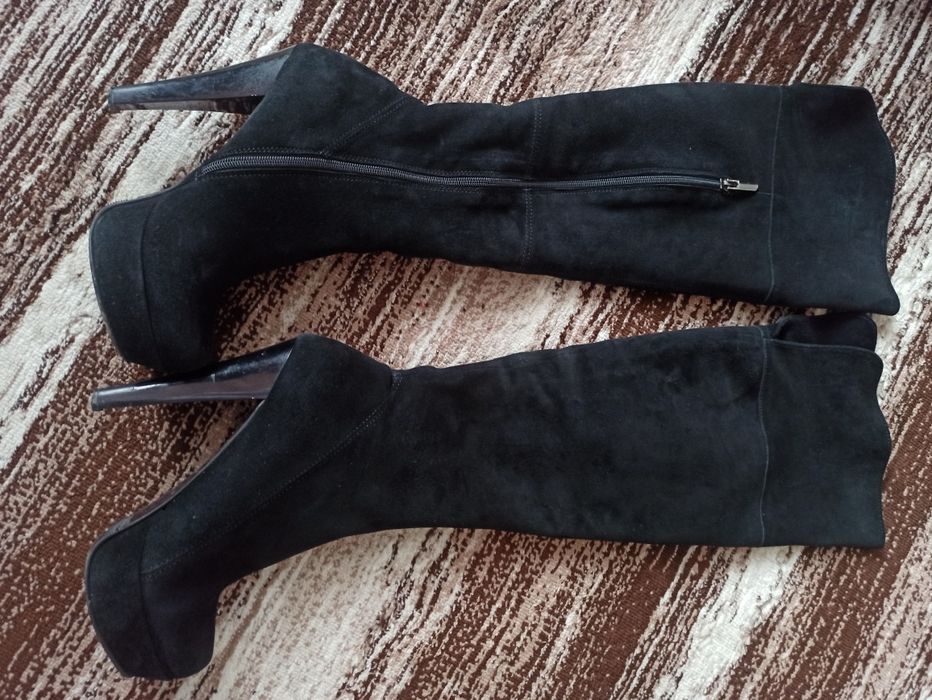 Сапожки-ботфорди зима замш