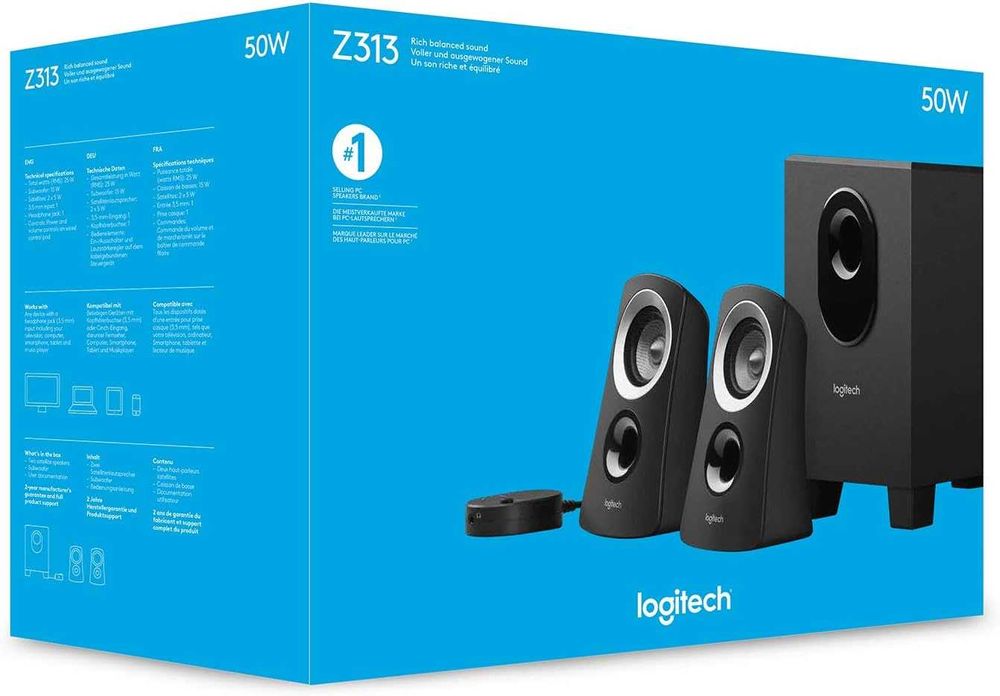 Colunas Logitech Z313  - Sistema 2.1 com subwoofer,50 W