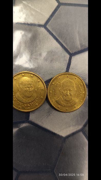 Papa Francisco  e papa João Paulo Moedas de 0.50 cêntimos