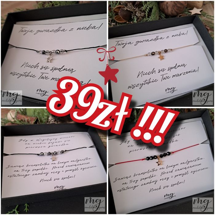 Bransoletka z geiazdką prezent na święta bransoletka z kamieni natural