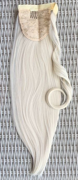 Premium Ultra włosy doczepiane, platynowy blond, kucyk, treska 253.