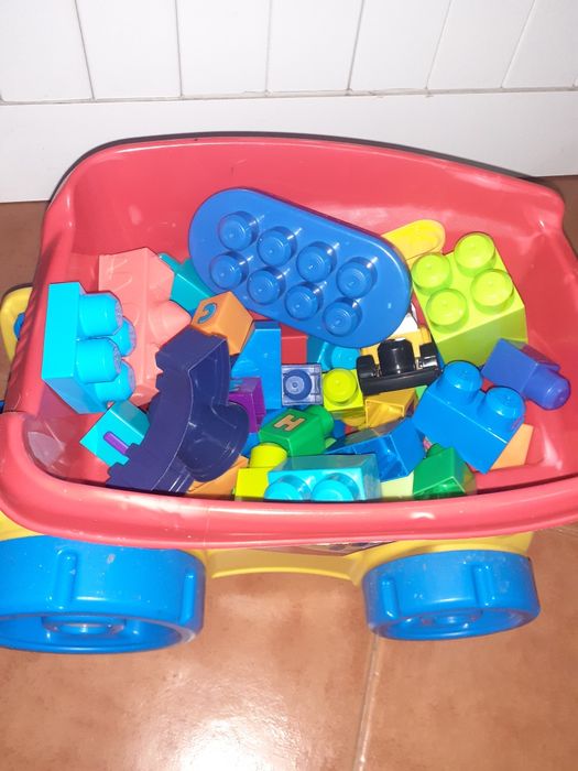 Mega Bloks interlocking toy car set with many pieces.