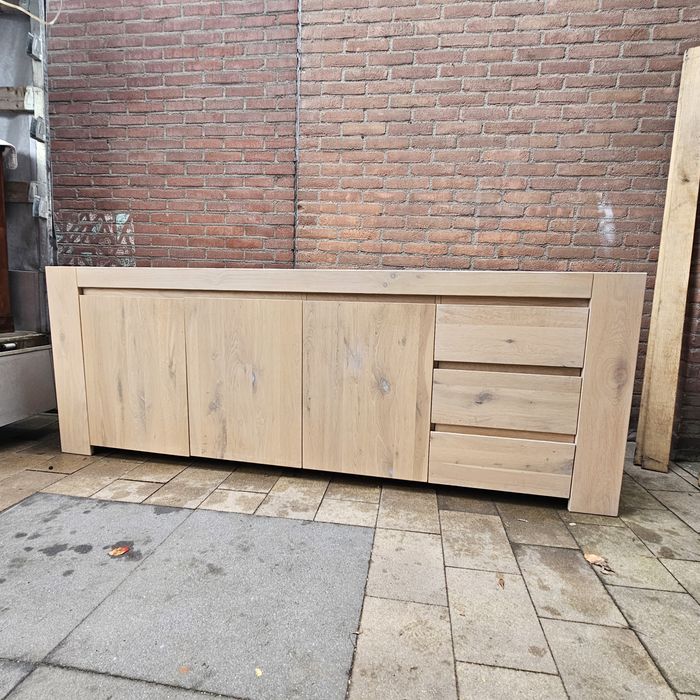 Solidna drewniana dębowa komoda 220x80x45, dąb bielony