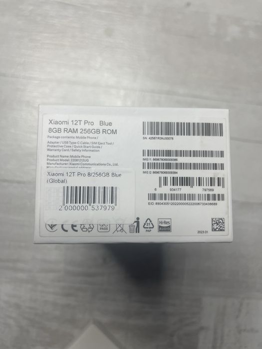 Смартфон Xiaomi 12T Pro 12/256 gb Blue
