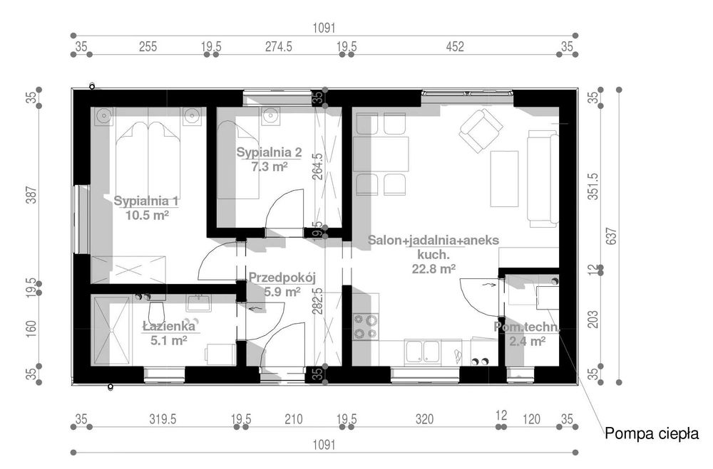 Dom Arden 69,5m2 zabudowy