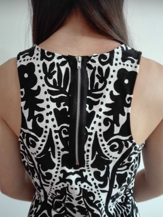sukienka bawełniana bez rękawów, M, 38 z H&M, biało-czarna