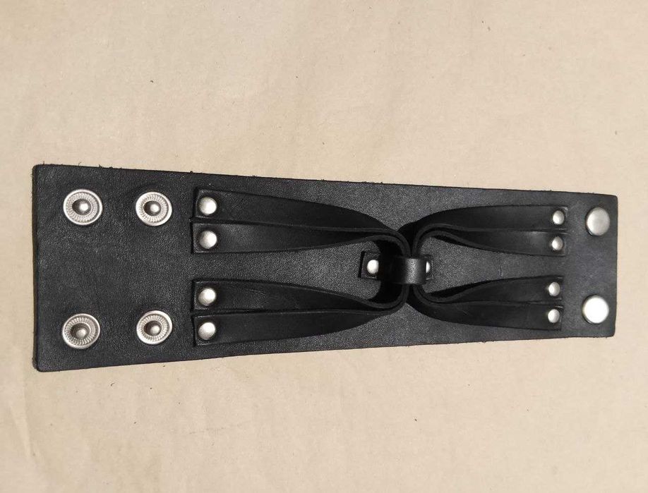 Новый мужской брутальный кожаный браслет-напульсник.  17, см / 19,5 см