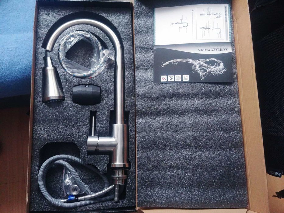 NOWA Bateria kran kuchenny Quyanre Nikiel wyciągana wylewka 3 TRYBY