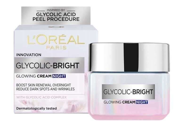 L'Oréal Glycolic krem do twarzy przeciw przebarwieniom na noc 50 ml