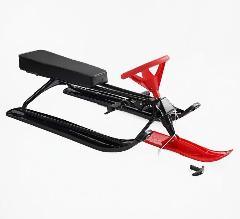 Детский снегокат Skyper санки с рулем / Сани мягкое сиденье синий, кра