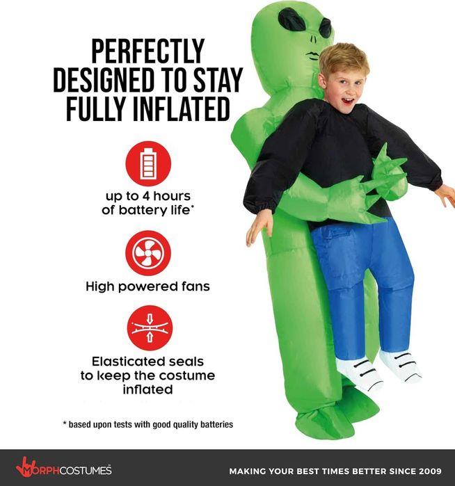 Dmuchany strój kosmity dla dziecka 120cm-150cm wzrostu