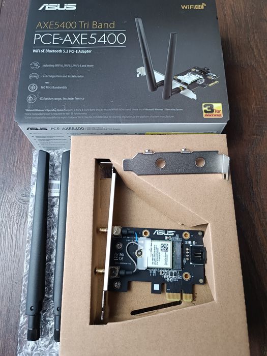 Bezprzewodowa karta sieciowa PCI Express WiFi 6E ASUS PCE-AXE5400 Bluetooth