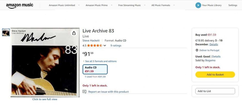 Steve Hackett - Live Archive 83 (autografado)