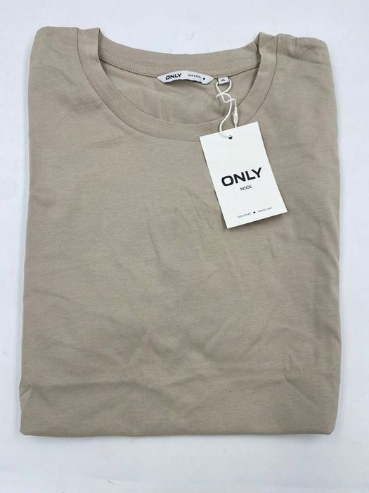 outlet t-shirt damski z krótkim rękawkiem only rozmiar xl beżowy