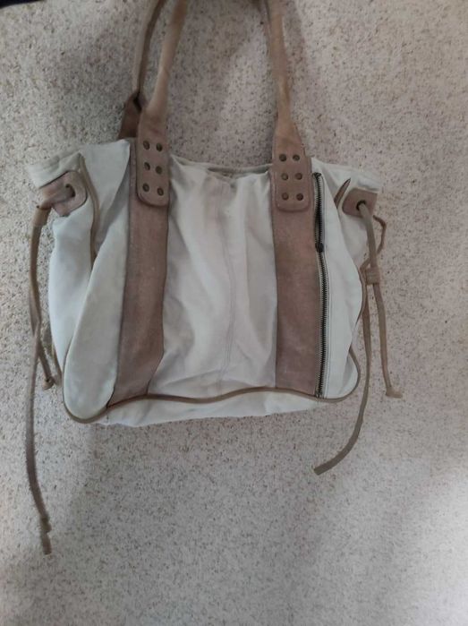 torba shopper torebka na ramię do ręki lniana safari reserved