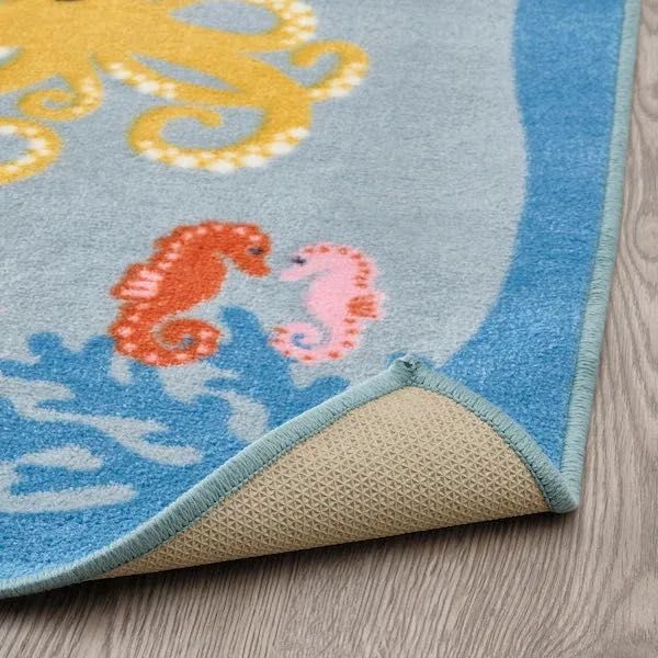 IKEA BLAVINGAD Dywan zwierzęta oceanu 133x133 cm