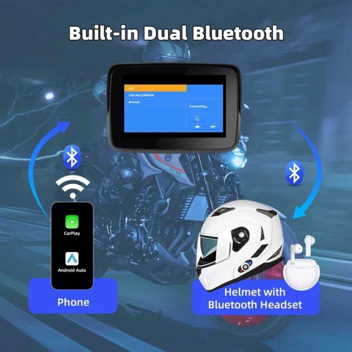 (NOVO) CarPlay | Android Auto Portátil para Mota 7" | Écran Tátil