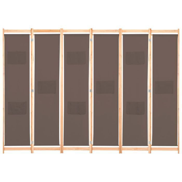 vidaXL Parawan 6-panelowy, brązowy, 240 x 170 x 4 cm, tkanina