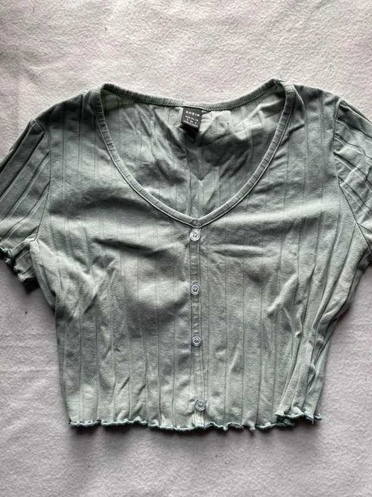 Jasnozielona koszulka typu crop top - shein - s
