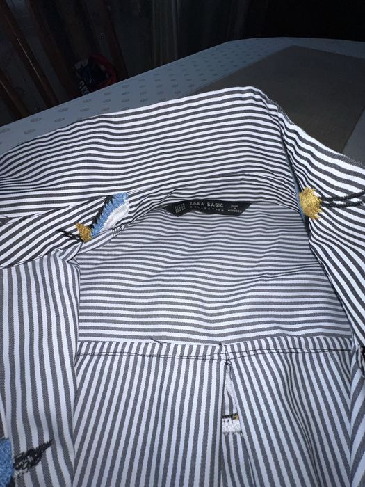 Koszula w paski haftowana w ptaki zara
