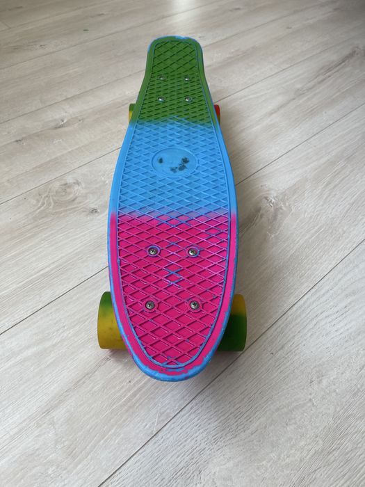 Пениборд скейт разноцветные колеса детский скейтборд