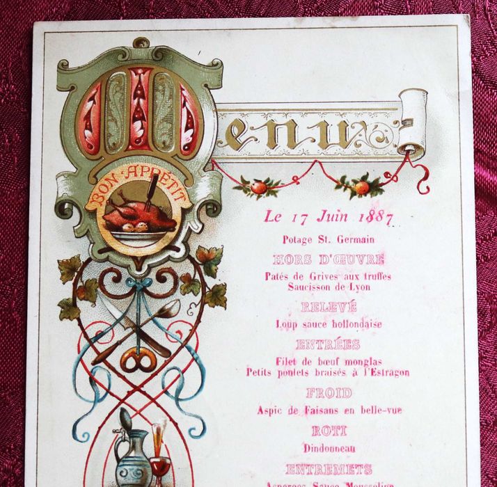 Entroncamento 1887 menu almoço Príncipe D. Carlos ida a Tancos, raro