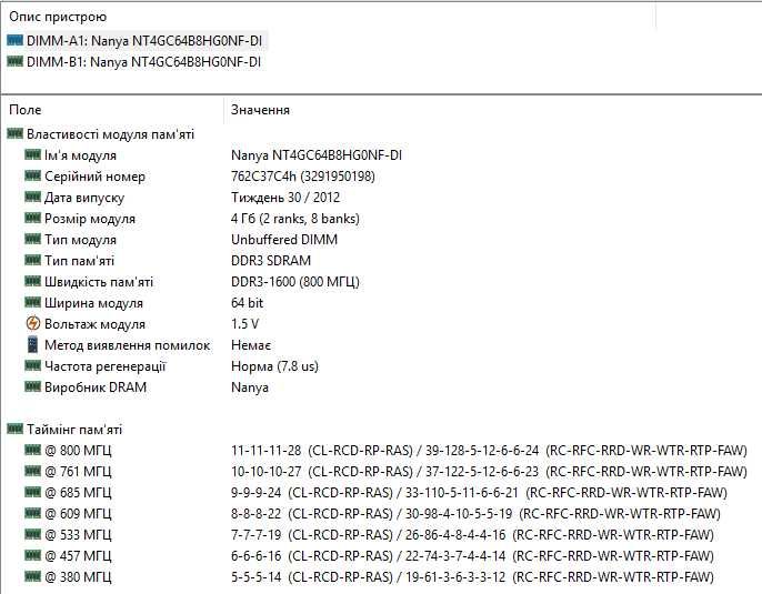 Samsung Nanya 4GB DDR3 1600 PC3-12800