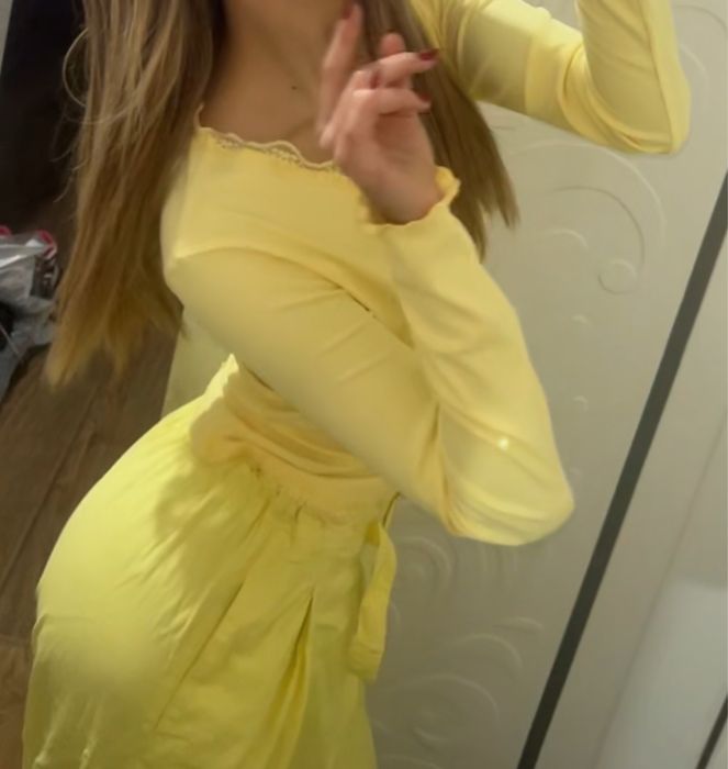 Жіночий спортивний костюм лимонний сукня штани кофта світшот оверсайз