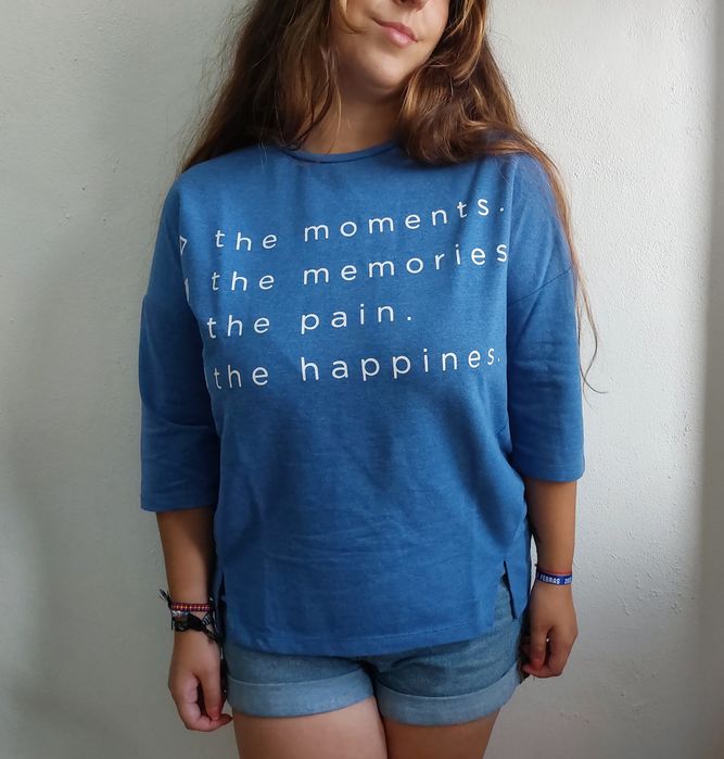 Camisola azul, manga de 3/4, marca lefties tamanho S