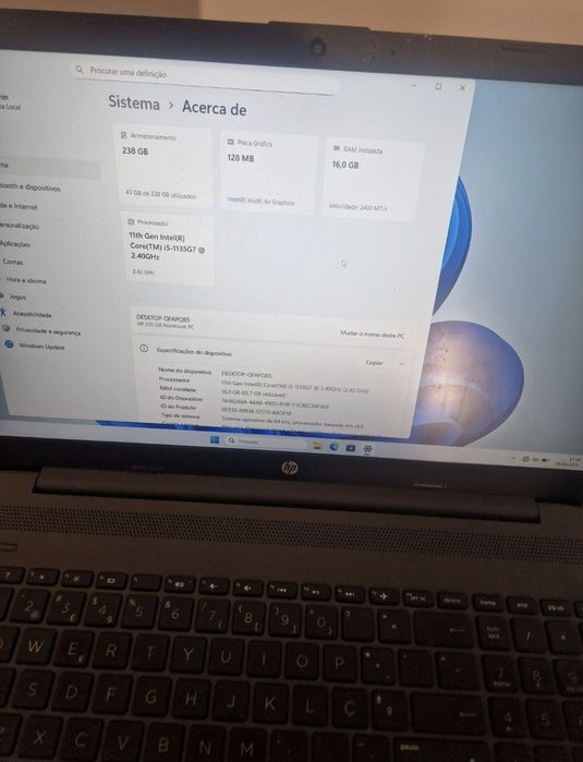 Portátil HP 250 G8 – i5 11ª Geração | 16GB RAM | SSD NVMe