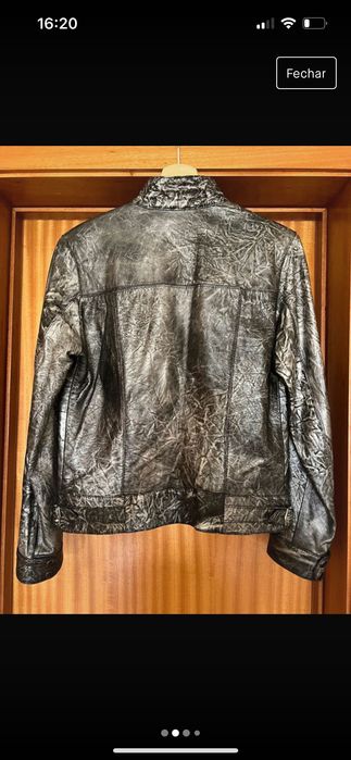 Casaco cabedal prateado