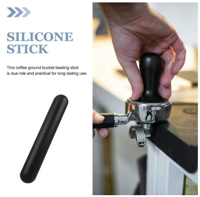Silikonowy pałeczkowy ubijak do kawy / knock bar  17 cm – czarny