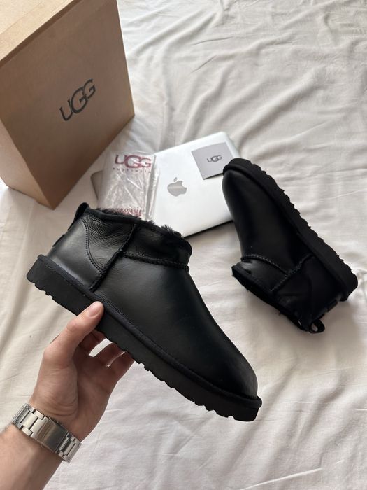Уггі Ugg Ultra Mini Black Leather Угг 36-45 Унісекс