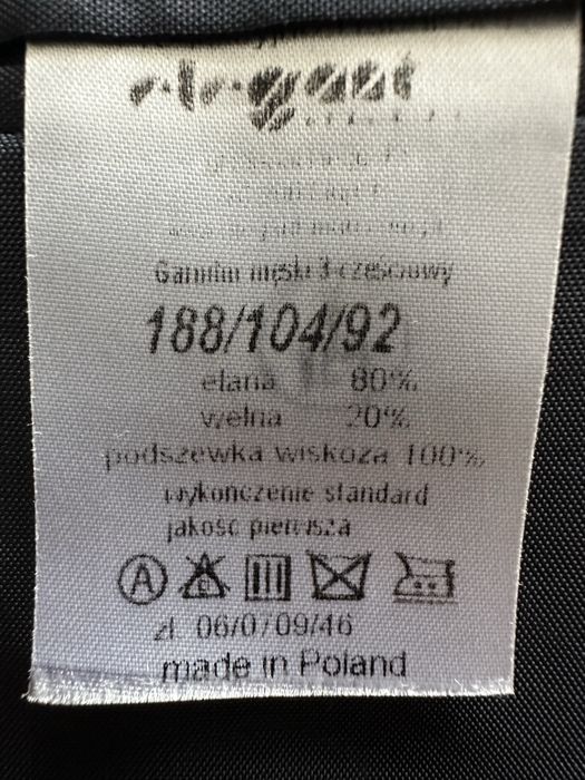 Garnitur męski 3- częściowy marki Elegant (made in Poland) 188/104/92