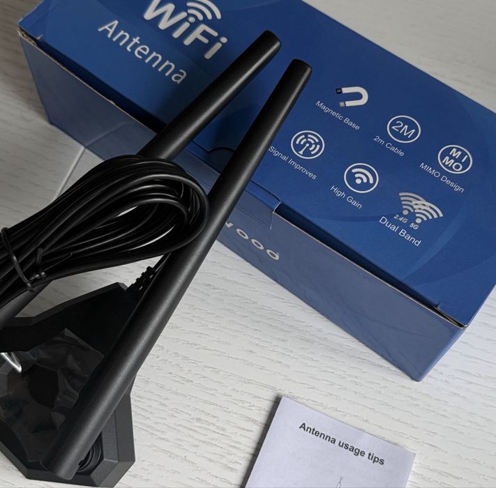 WiFi антена Eightwood RP-SMA 2.4/5 ГГц для роутера/ПК/PCIe адаптера