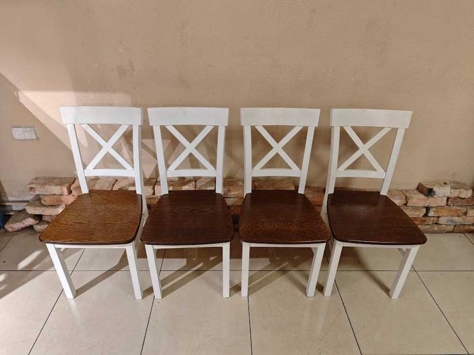 Krzesła bukowe z dębowym siedziskiem – solidne, eleganckie