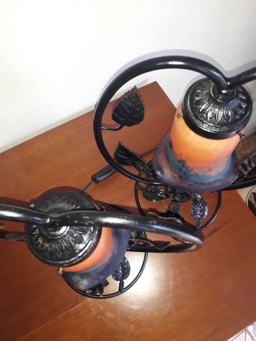 Par de candeeiros antigos Franceses assinados "Lumieres de la ville"