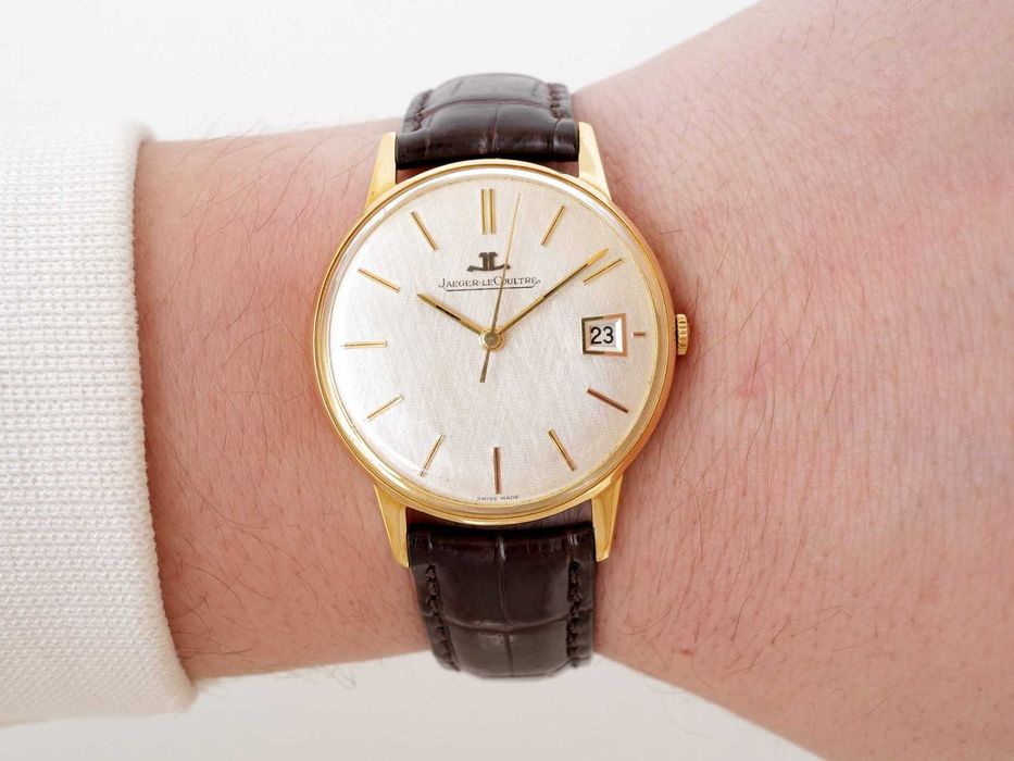 Jaeger LeCoultre Ultra-Thin White Linen Dial 18K Yellow Gold 34