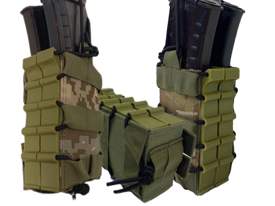 Підсумок під 2 магазина АК з пластиком піксель мультикам олива хакі