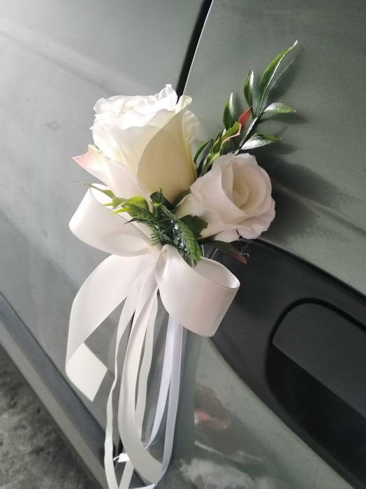 Dekoracja samochodu na ślub premium 4 szt komplet