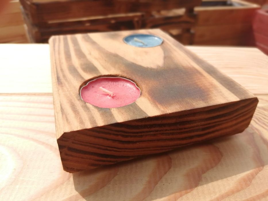 Świecznik drewniany, świeczniki , podgrzwacz