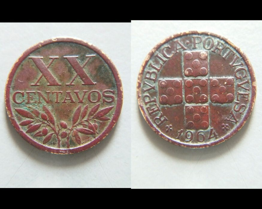Lote de 5 moedas de XX centavos (Republica Portuguesa)
