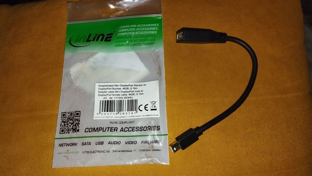 адаптер-кабель InLine Mini DisplayPort Stecker zu DisplayPort Buchse (