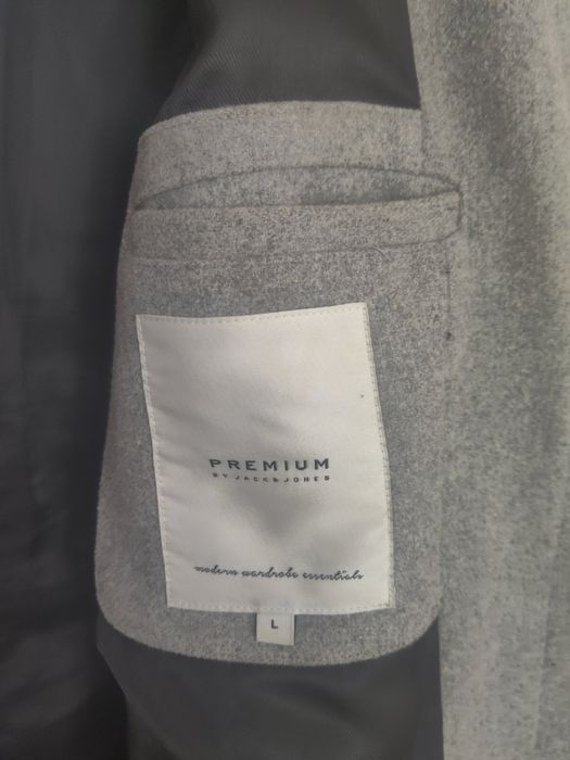 Чоловіче пальто PREMIUM by Jack & Jones (Розмір L) | Сіре класичне