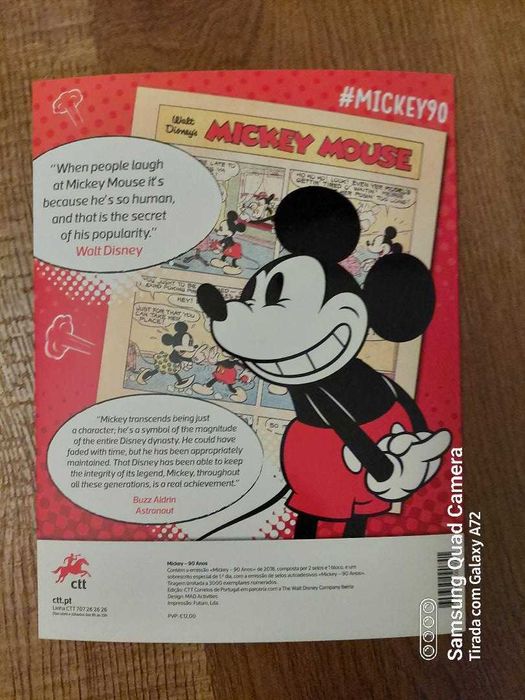 MICKEY 90 ANOS selos + fdc + bloco - Carteira ediçao especial CTT - 2018